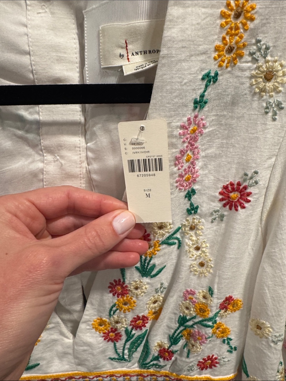 Anthropologie White Floral Embroidered V-Neck Mini Dress - Picture 2 of 3